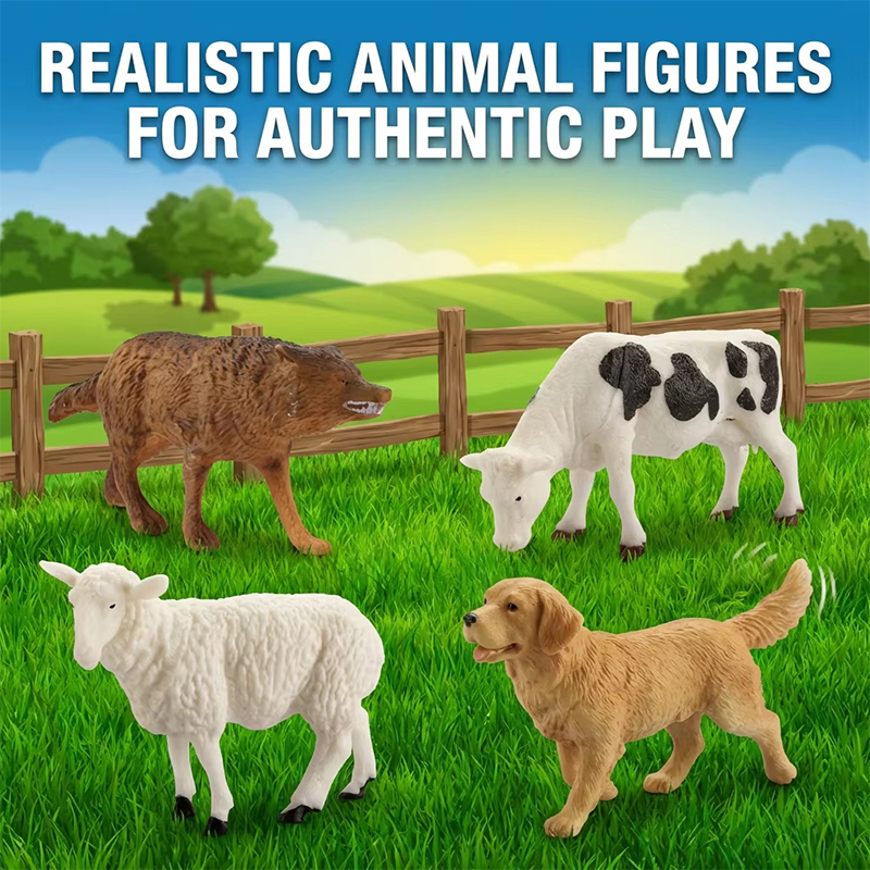 Newest Pretend Play Plastic Model Mini Farm Animals Tractor Toy Set for Kids