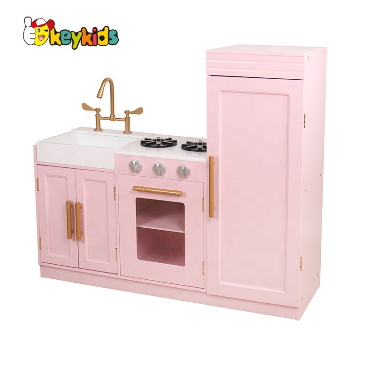 New Released Pretend Wooden pink Kitchen Play Set for Children W10C479