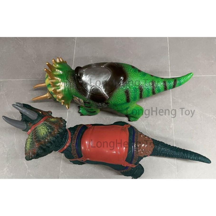 100CM Large Triceratops Tyrannosaurus Rex Dinosaur PVC Silicone Mountable Saddle Ride-On Educational 1:18 Scale Model Toy