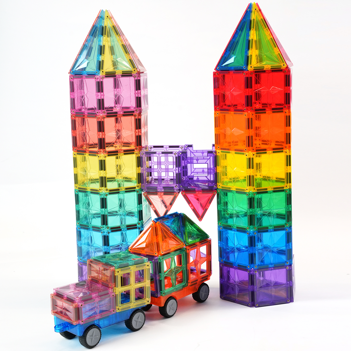 MNTL 108pcs Castle Magnetic Tiles Building Blocks 3D STEM Educational Magnetic Construction Building Blocks for Pretend Play