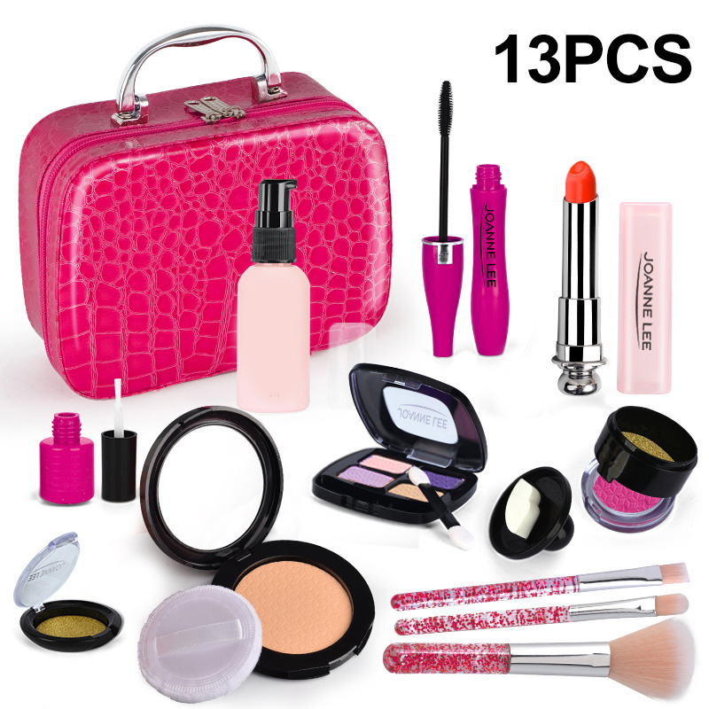 Hot Selling 20PCS Plastic Simulation Beauty Fashion Toys Little Girls Pretend Play Non-smeared Makeup Toy Set with Bag Non-Toxic