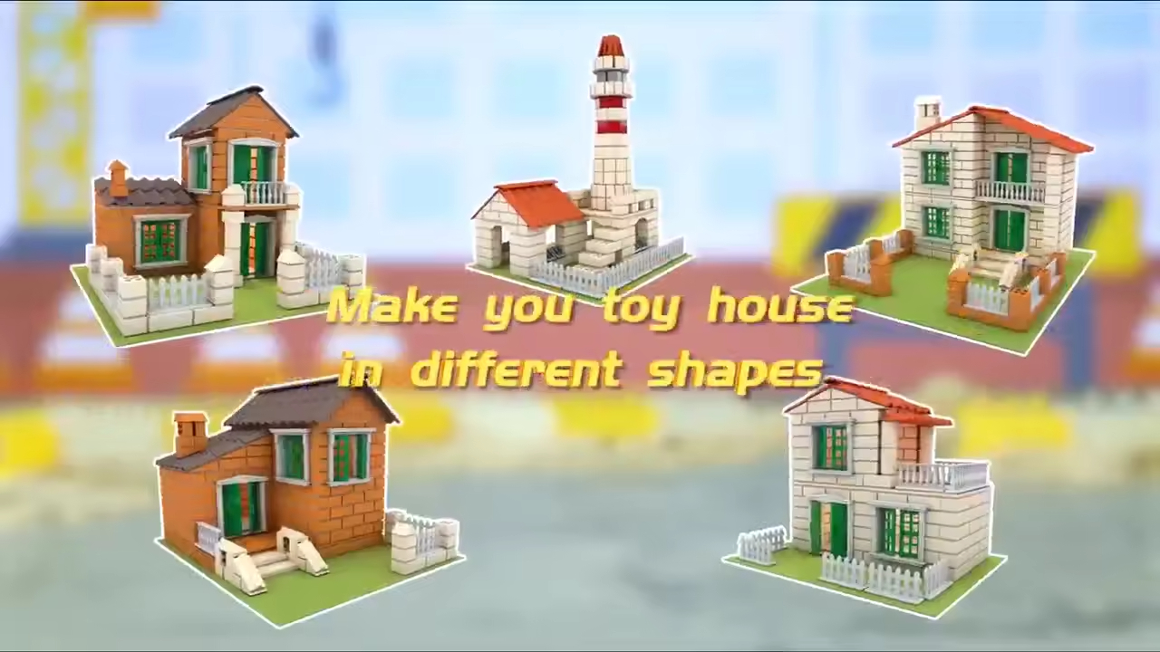 Children's DIY Plastic Reusable STEM Assemble House Pretend Cement Brick Construction Set Block Toys Construction Toys for Kids