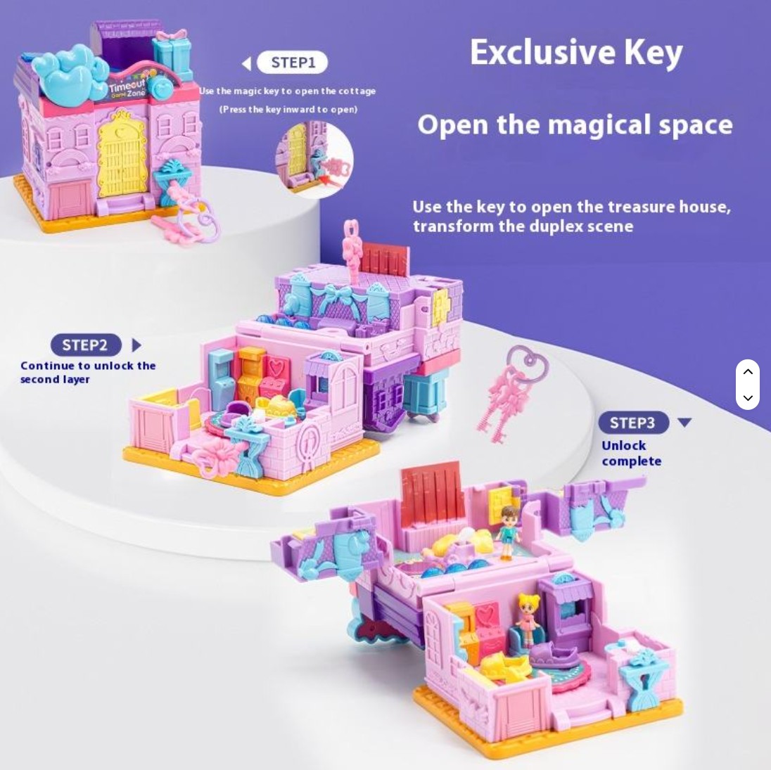 Yamataka Children's Building Block Set DIY Toys Pink Plastic 1:12 Scale Miniature Furniture Girl's Pretend Playhouse Candy House