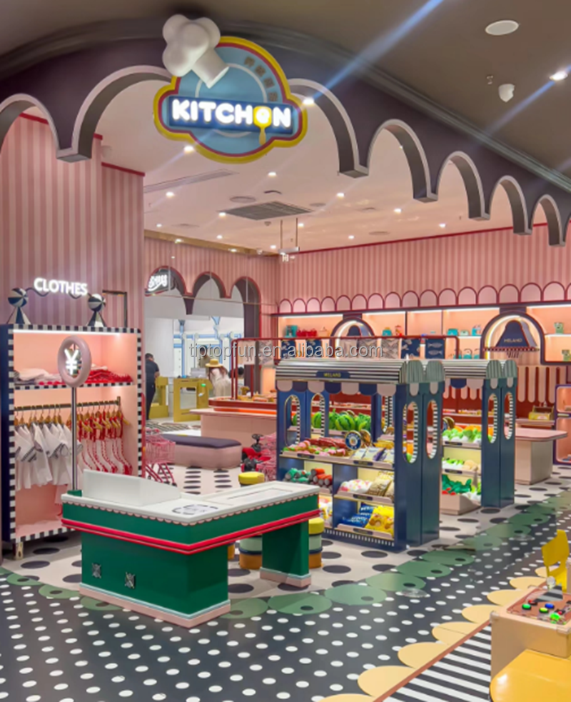 Tiptopfun Indoor Soft Playground Featuring Kids Dream Role Playing Town with Interactive Career Stations