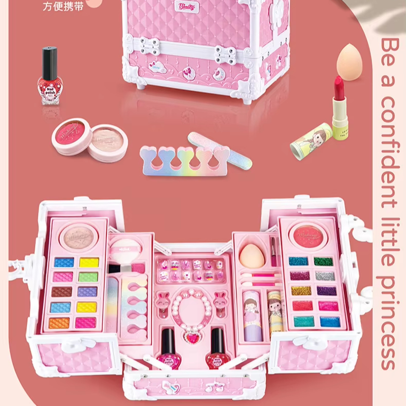 Children's Playhouse Portable Beauty Makeup Set Washable Girl Birthday Gift Princess Handheld Box Cosmetics Toy