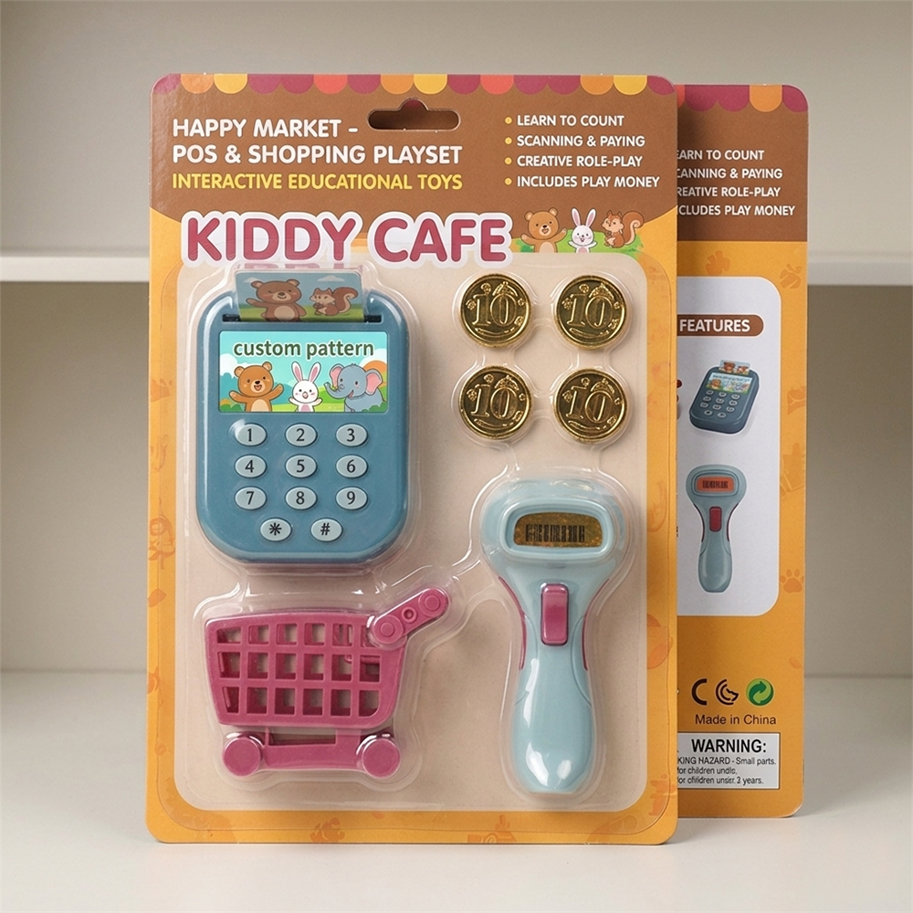 Kids Pretend Play Supermarket Checkout Play Toy Set Cash Register Shopping Cart Scanner Educational Role Play Promotional Gift