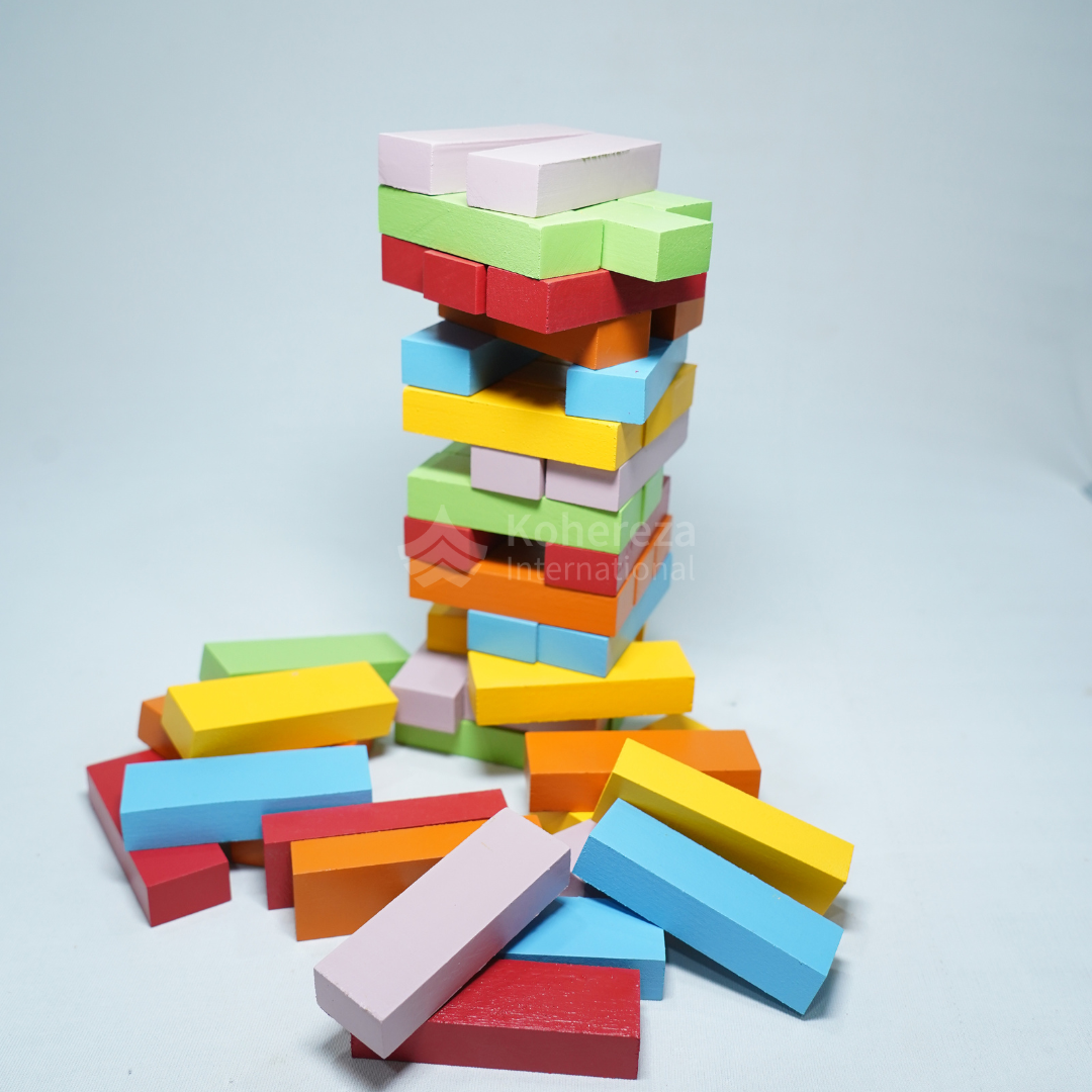 Fun &amp; Educational Handcrafted Colorful Wooden Tower Blocks Construction Toy Set for Kids &amp; Families-Stacking &amp; Balancing Game