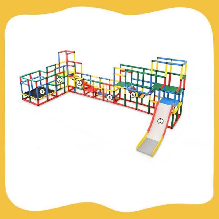 Children's Integrated Training Equipment Set Baby Indoor Playground With Climbing Frame And Plastic Slide For Bedroom Play