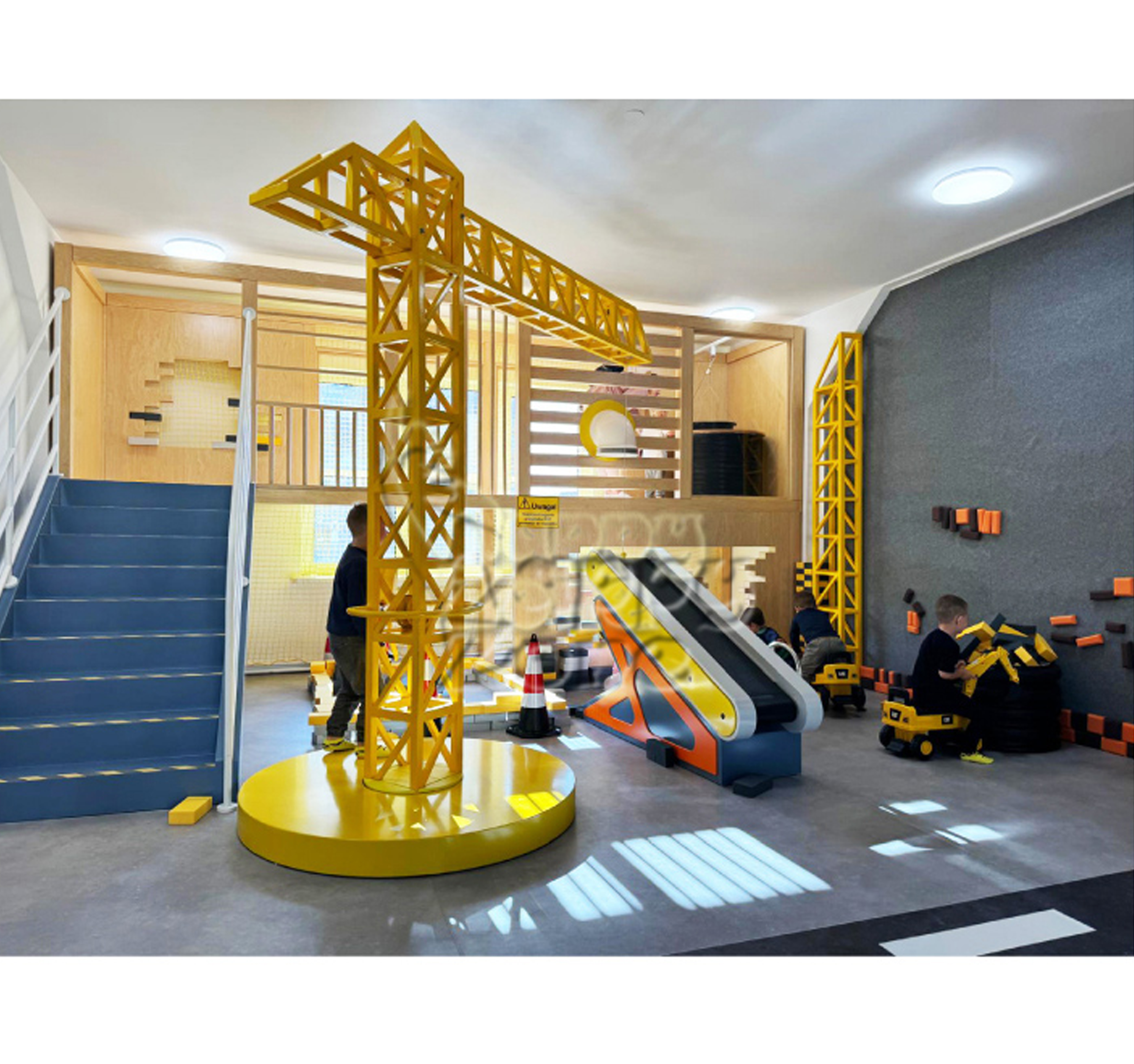 Construction Worker Brick Conveyor Crane Tower Pretend Play Role Play Houses Set Soft Indoor Playground Indoor Toddler Play