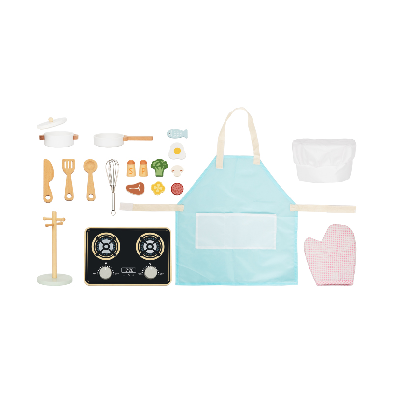 Wooden Multi-functional Kitchen Toy Pretend Play Tableware Simulation Role Play Cooking Set for Kids
