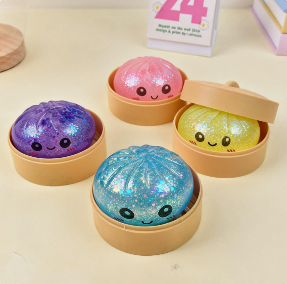 Squishy Dumpling Toy Kawaii Slow Rising Anti-Anxiety Dumpling Squishy Bun Toys Smile Face Bao Dumplings Bun Stress Food Toys