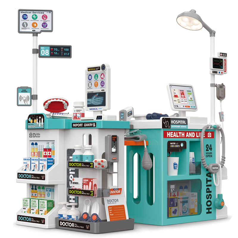 77pcs Children's Medical Pretend Play Ambulance &amp; Doctor Trolley Set Toy Game Kit Light Sound Battery Powered Plastic Material