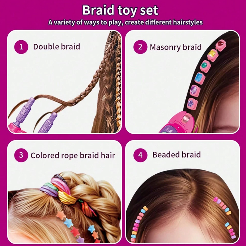 Hair Salon Beauty Fashion Set Pretend Play Preschool Juguetes Kids Makeup Kit Electric Braider Toys Hair Gem Machine With Mirror