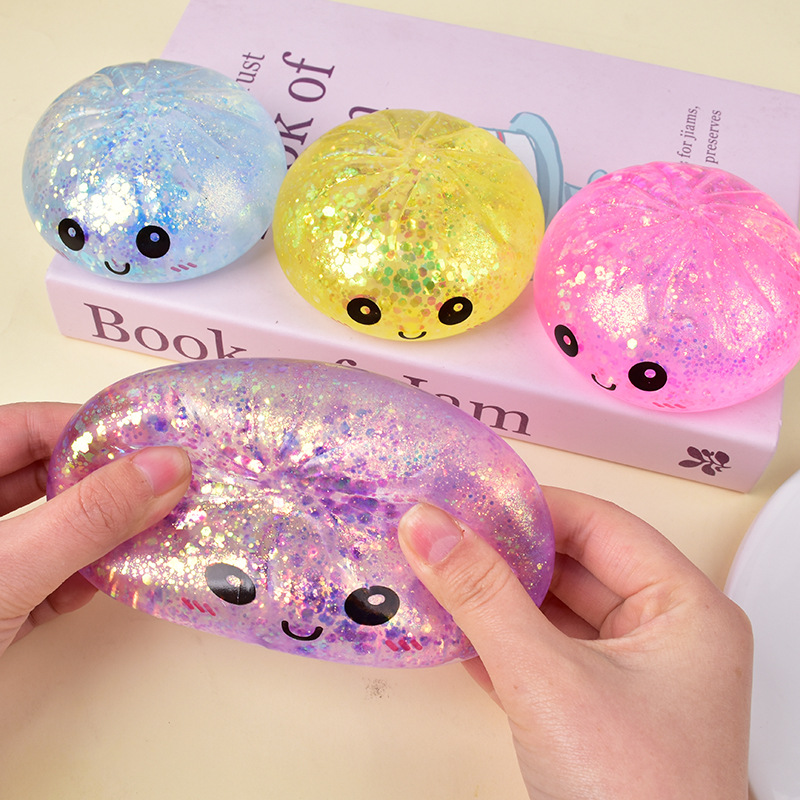 Squishy Dumpling Toy Kawaii Slow Rising Anti-Anxiety Dumpling Squishy Bun Toys Smile Face Bao Dumplings Bun Stress Food Toys