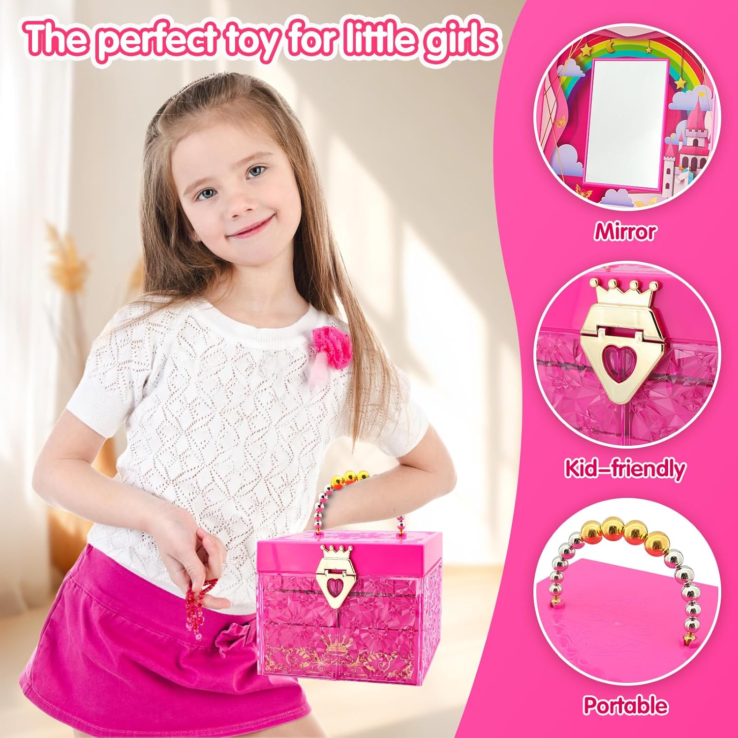 Beautiful Crystal Cosmetic Case Pretend Play Girls Washable Kid Makeup Toys Kit Beauty Fashion Toys Makeup Box for Children