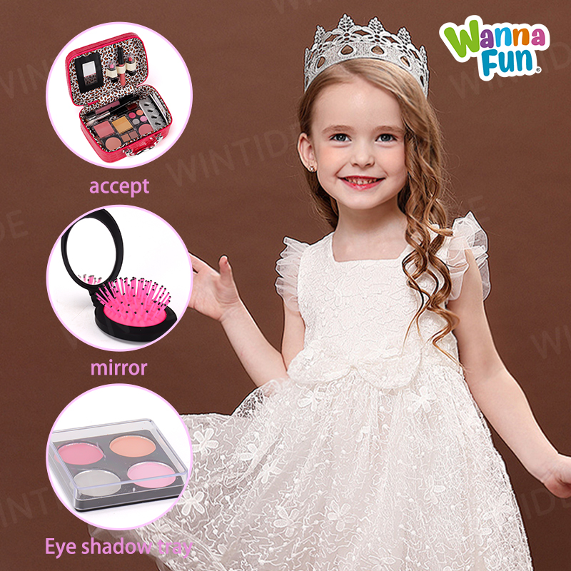 Wanna Fun Wholesale Kids Beauty Makeup Play Set Plastic Washable with Mini Makeup Brush Kit for Pretend Play Ages 2-14