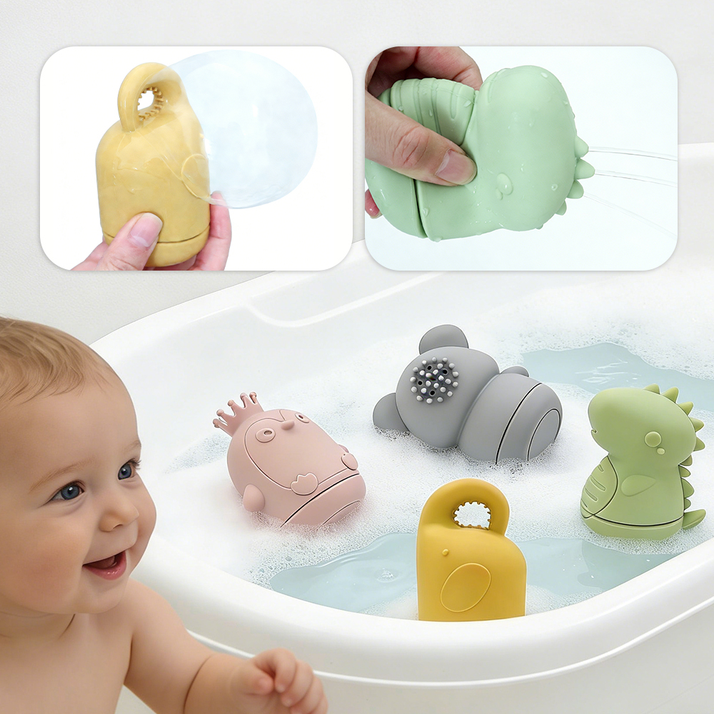 Melikey Montessori Educational Toy Kids Shower Water Toy Set Animal Toddler Bath Toys