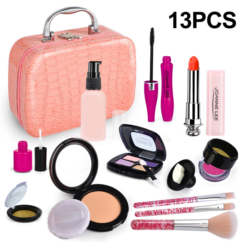 Hot Selling 20PCS Plastic Simulation Beauty Fashion Toys Little Girls Pretend Play Non-smeared Makeup Toy Set with Bag Non-Toxic