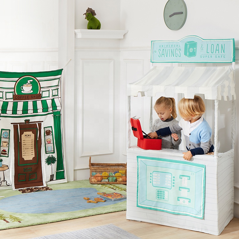 Asweets Indoor Kinder Garten Kids Role Play Tent ATM Burger Lemonade 3 In 1 Pretend Play Stand