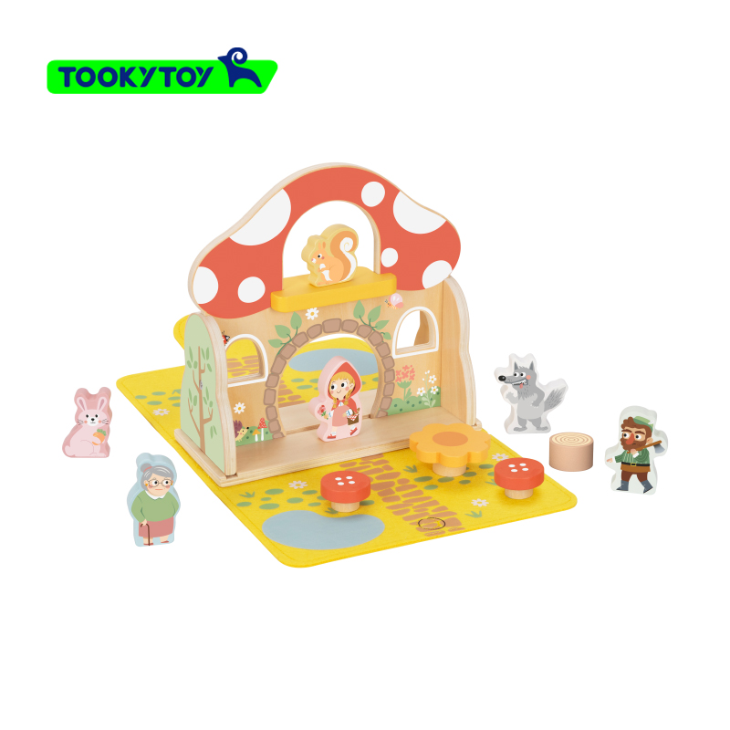 Little Red Riding Hood Play Set Wooden Educational Toy Montessori Children Pretend Play Toys for Kids