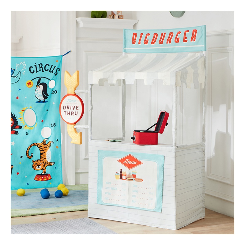 Asweets Indoor Kinder Garten Kids Role Play Tent ATM Burger Lemonade 3 In 1 Pretend Play Stand