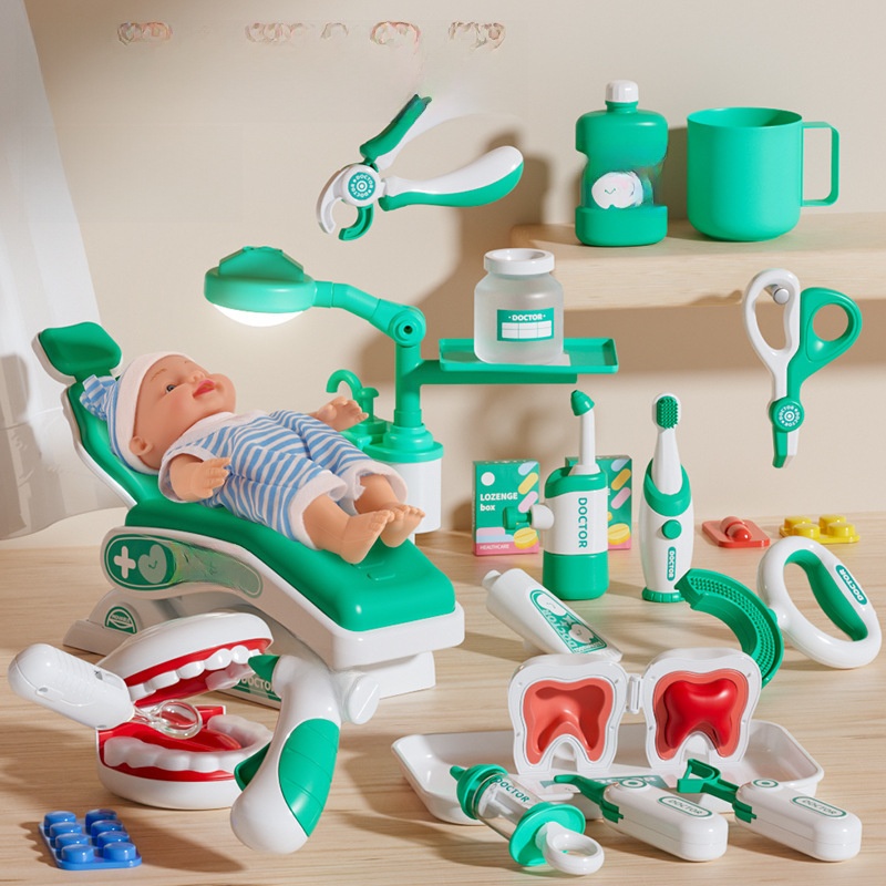 Dentist Role Play Toys for Kids Pretend Doctor Nurse Set with Checkup Tools Toy Vaccine Shots Educational Career Learning Toys
