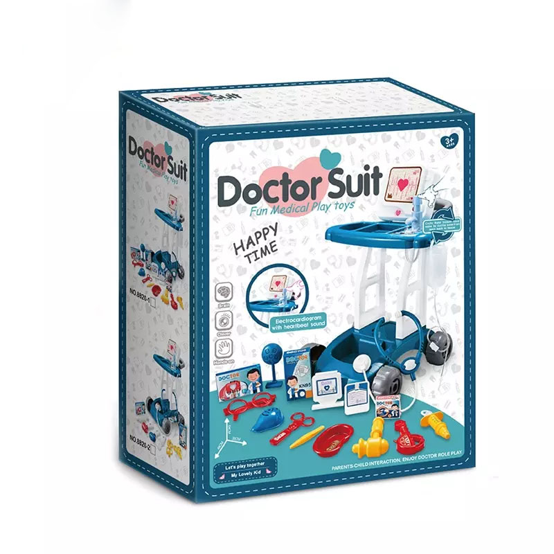 Medical Trolley Toy Set Educational Pretend Play Simulated Little Doctor Fun Doctor Set Kids Toy with Music and Light
