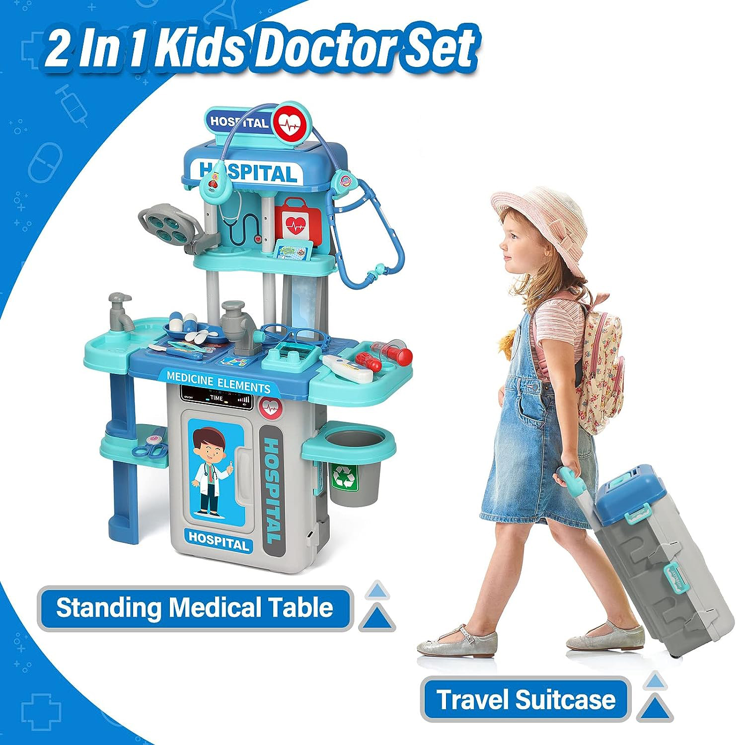 2 in 1 Doctor Toys Medical Tool Play Pretend Play Doctor Kits Set Toys Role Play Game for Kids Girls Children Toys