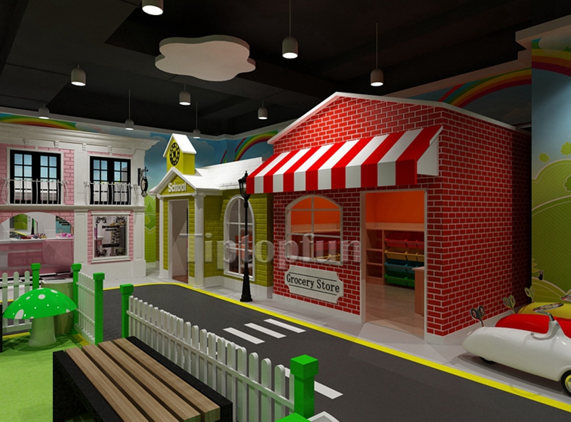 Tiptopfun Indoor Soft Playground Featuring Kids Dream Role Playing Town with Interactive Career Stations