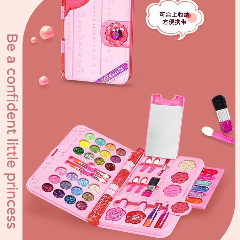 Children's Playhouse Portable Beauty Makeup Set Washable Girl Birthday Gift Princess Handheld Box Cosmetics Toy