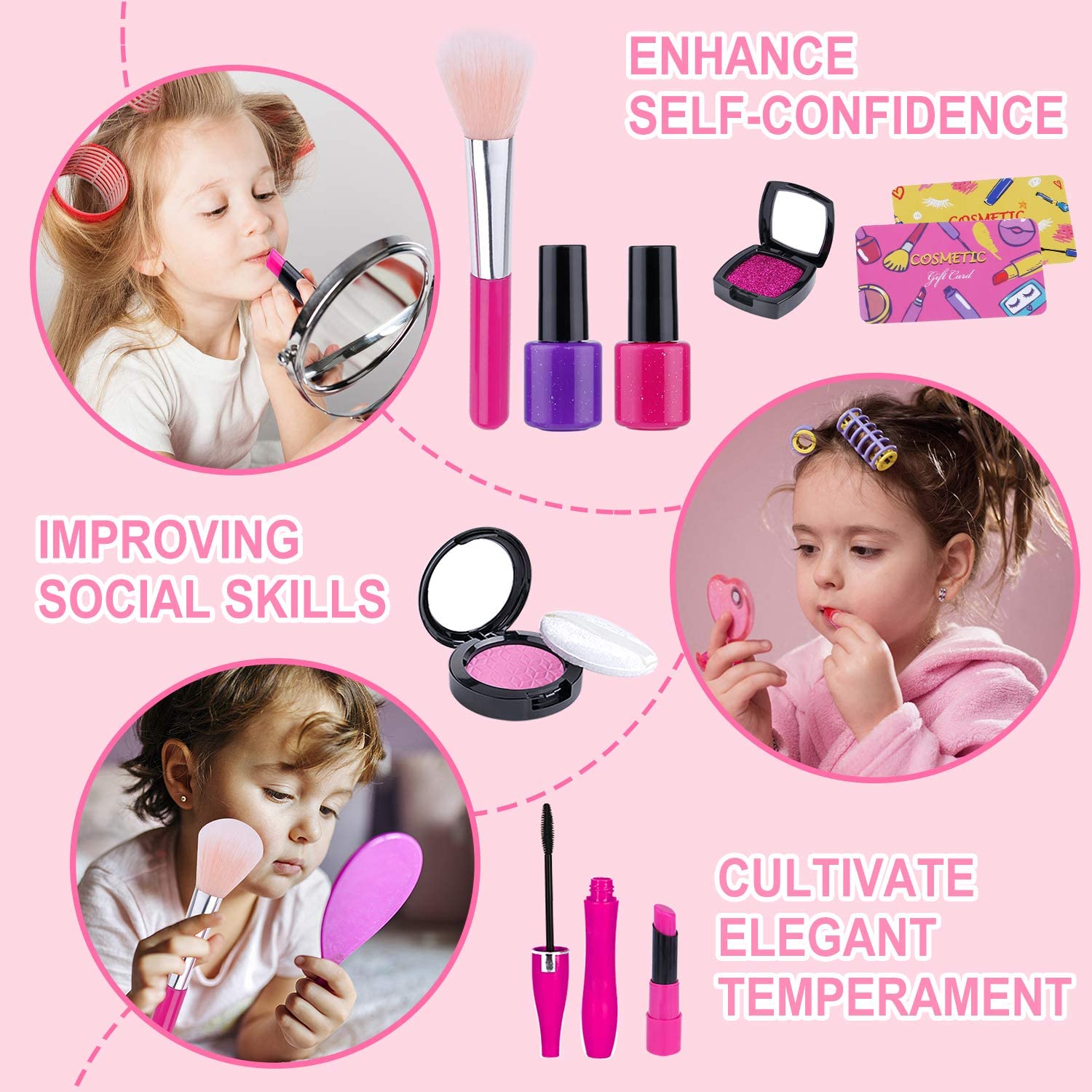 Factory Hot Non-toxic Fashion Girl Kids Pretend Play Game Beauty Cosmetic Toy Kits Not Real Toddlers Makeup Tools Sets
