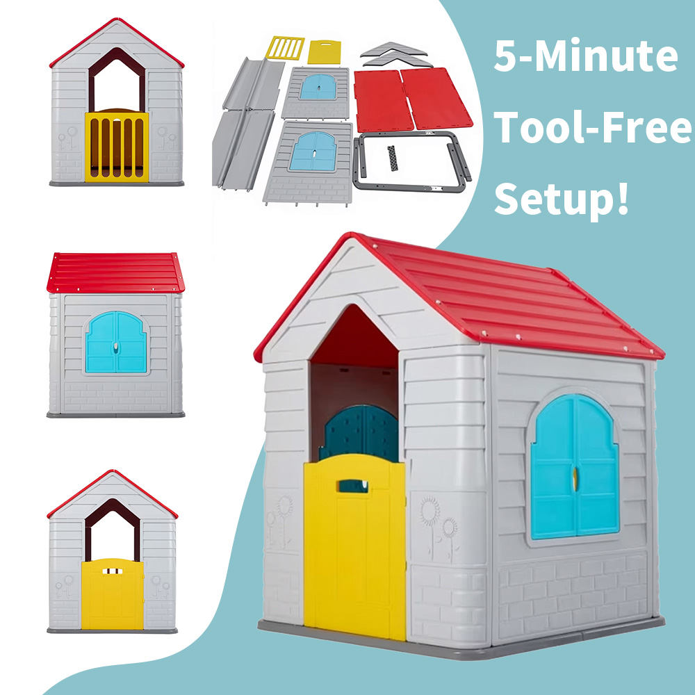 Cubby House Kids Plastic PE Playhouse, Endless Fun Pretend Play Furniture Toys for 2-6 Years Old Children Encouraging Creativity