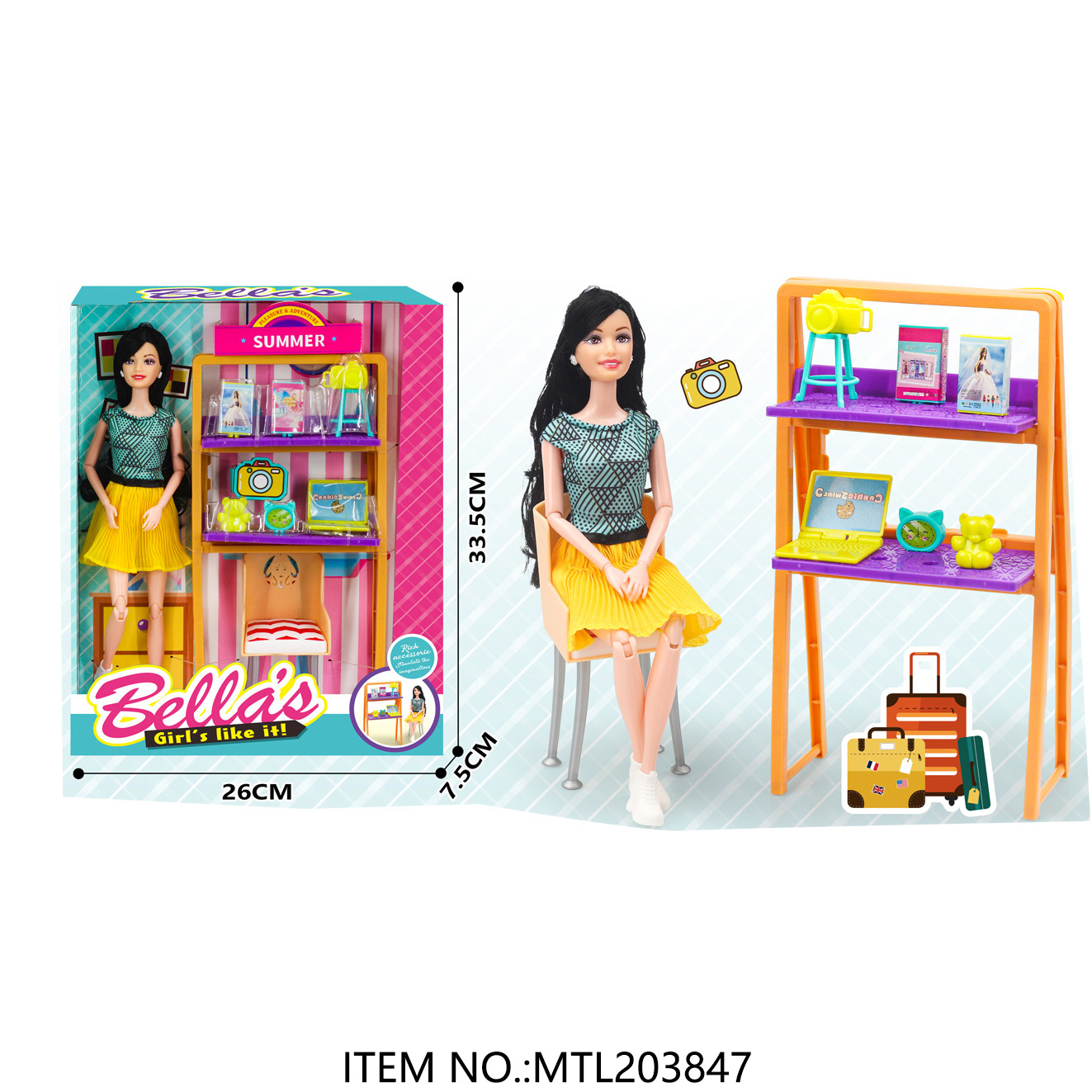 Girl Toys Careers Doll Play Set Princess Doll Pretend Doctor Nurse Theme with 2 Mini Dolls &amp; Accessories