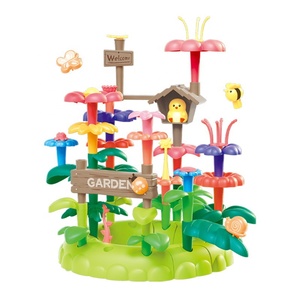 Creative Educational Montessori Preschool STEM Construction Girls DIY Flower Garden Building Block Toys Gift for Kids Children