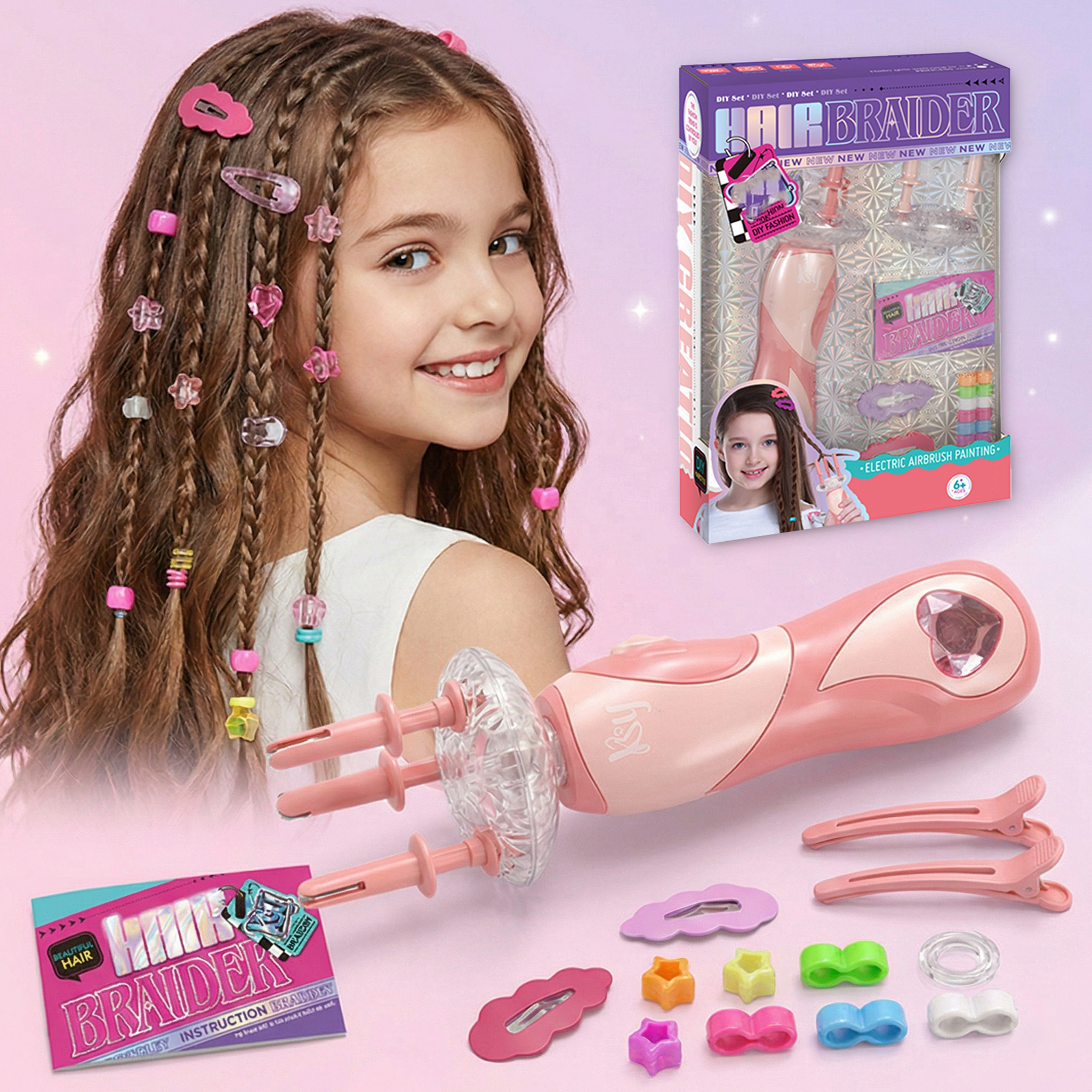AiJH Braider Toys Hair Salon Beauty Fashion Set Lightweight Design Pretend Play Preschool Juguetes Kids Makeup Kit Girls Toys