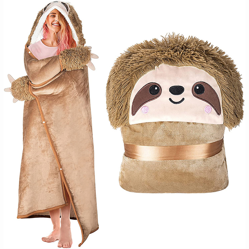 Manta com Capuz para Adultos Sloth Super Macia Quente Confortável Plush Flanela Forro de Sherpa Capa Envolvente