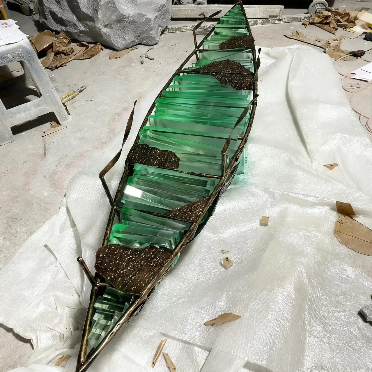 3D Escultura de Arte em Resina Transparente para Decoração Interna Moderna