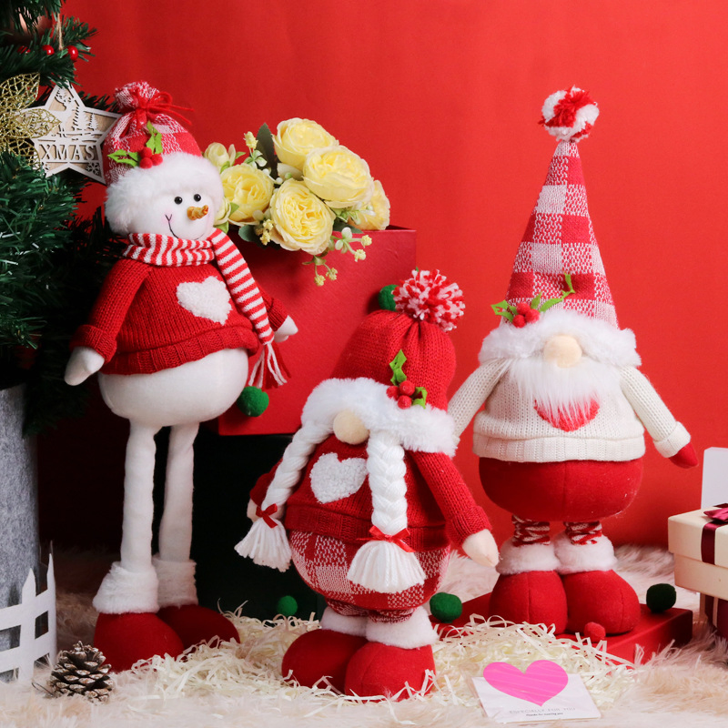 Festival Exquisitamente Projetado Gnome de Neve Rena Anão de Malha Pelúcia Boneco Telescópico