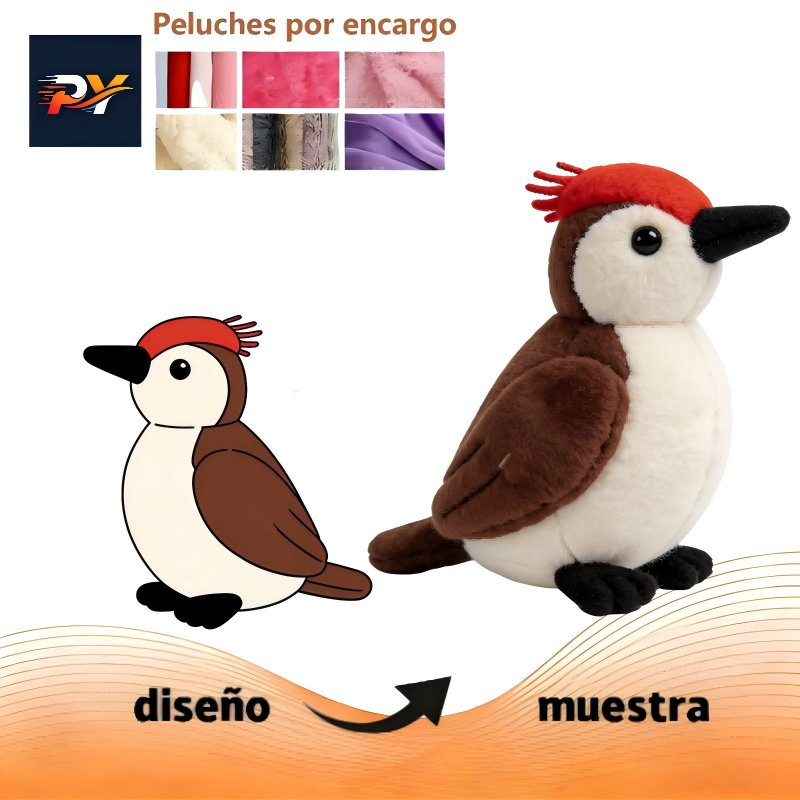 Brinquedo de pelúcia super macio de pica-pau - Presente personalizado para chá de bebê com algodão orgânico e enchimento de algodão PP para alívio do estresse