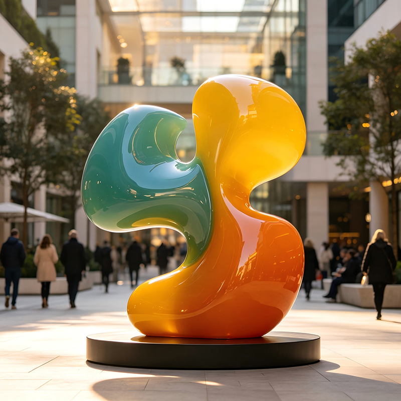 Escultura Abstrata em Forma de Pétala Multicolorida e Brilhante em FRP, Escultura de Flor em Fibra de Vidro Feita à Mão, Ornamentos de Decoração Suave para Átrios de Shoppings e Vilas de Férias