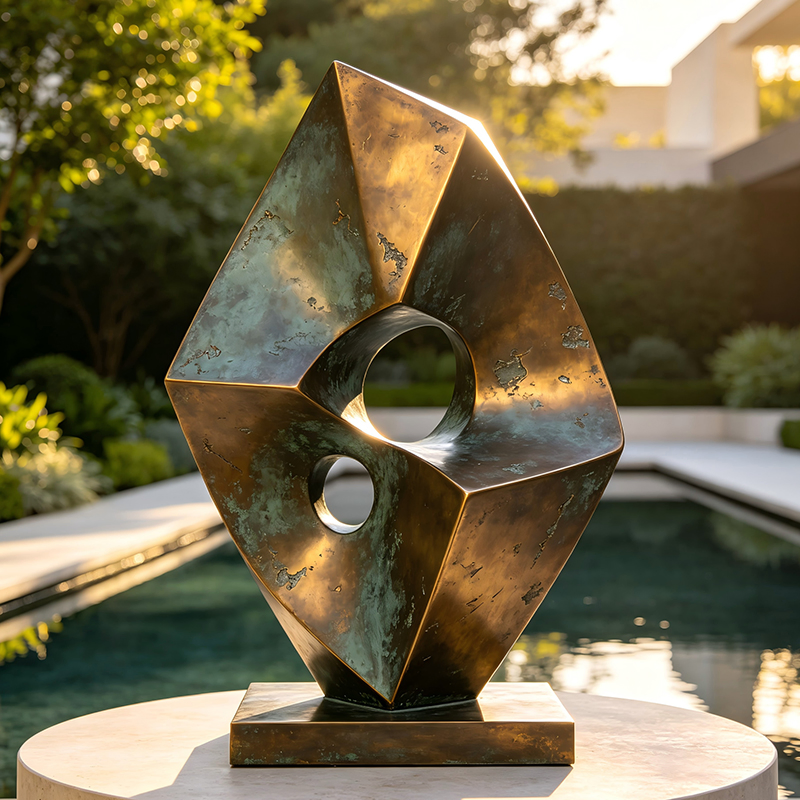Escultura de Anel em Bronze Antigo Vintage 3D, Escultura de Arte em Pé para Exibição em Apartamento com Mobiliário Macio