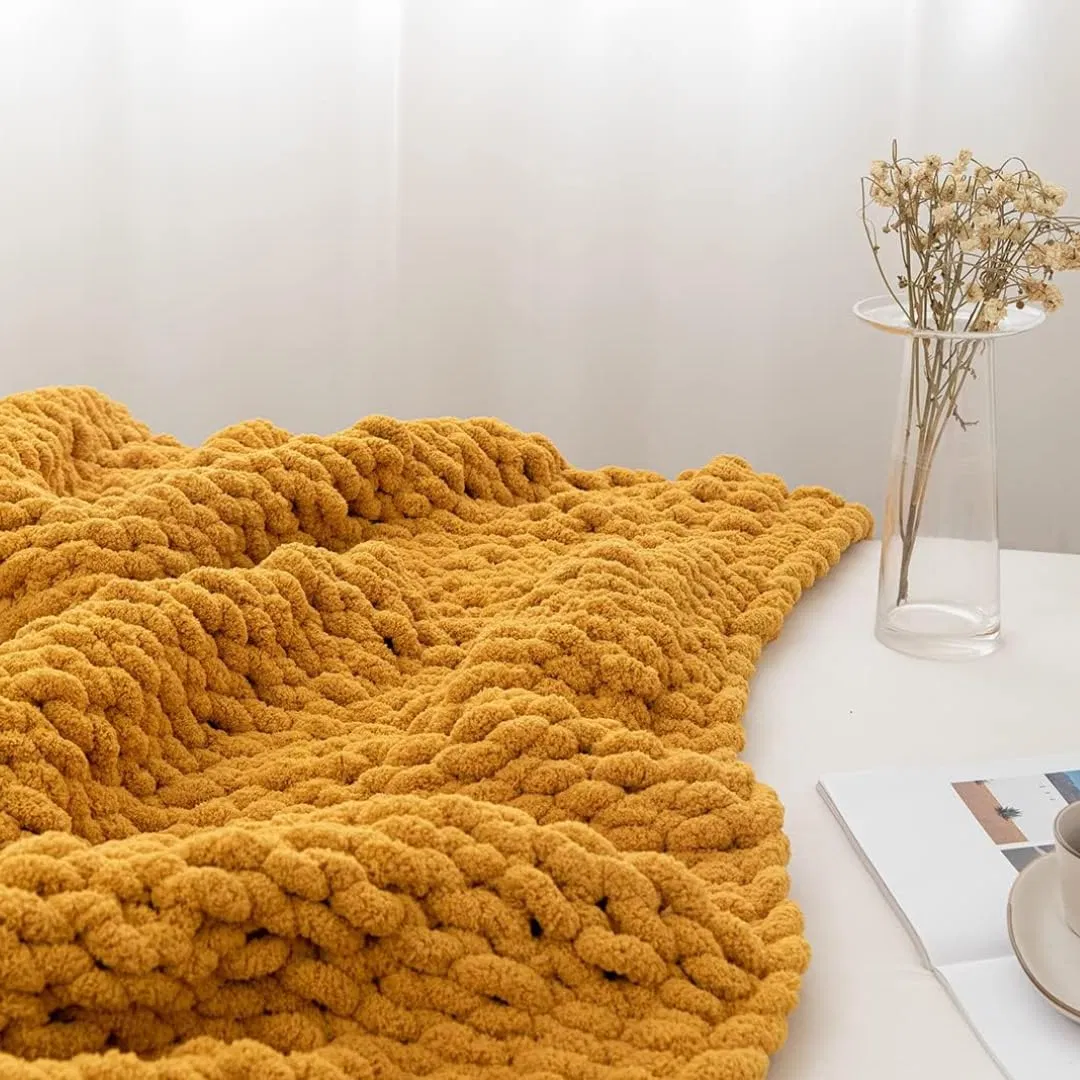 Cobertor de Tricô Chunky, Cobertor de Chenille Tricotado à Mão Quente, Decoração para o Lar Cobertor de Lã Espessa com Trança, Cobertor de Fleece Macio e Respirável para o Natal no Sofá