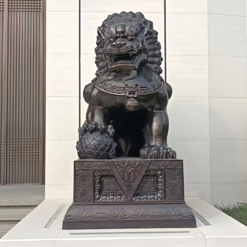 Estátua Escultural de Leão em Bronze de Tamanho Real para Decoração ao Ar Livre