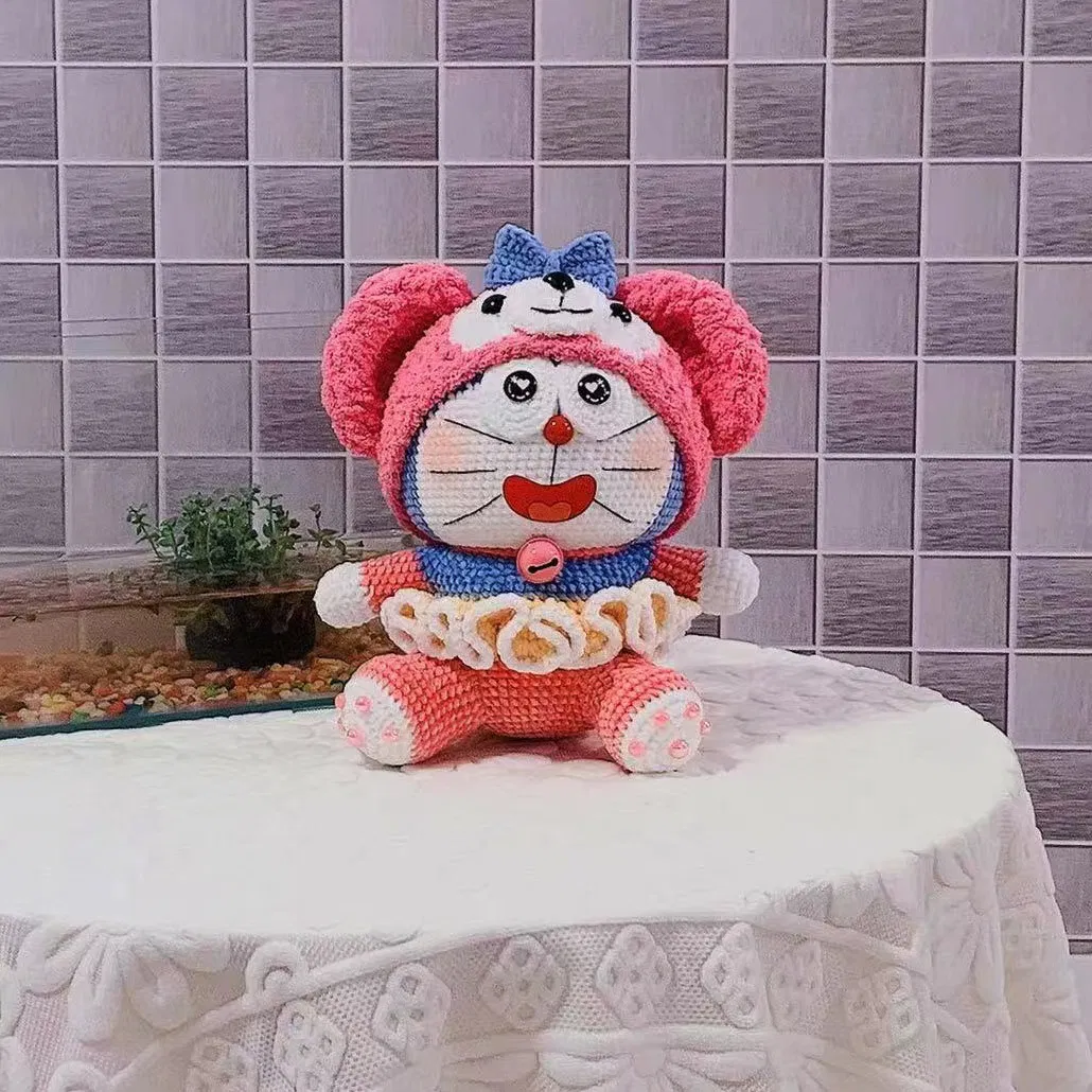 Brinquedo de pelúcia feito à mão em crochê do Doraemon, presente orgânico, brinquedo amigurumi para bebês e crianças