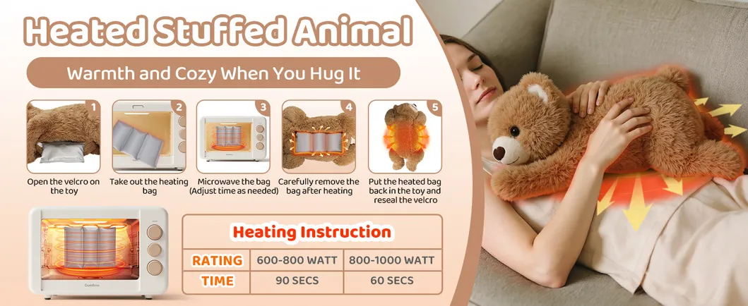 Animais de Pelúcia Pesados para Adultos e Crianças, 2-5 Lbs - 23 Urso Plush Aquecível e Resfriável