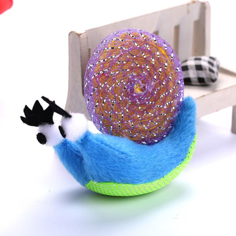 Brinquedos interativos de catnip em forma de caracol de pelúcia para gatos por atacado