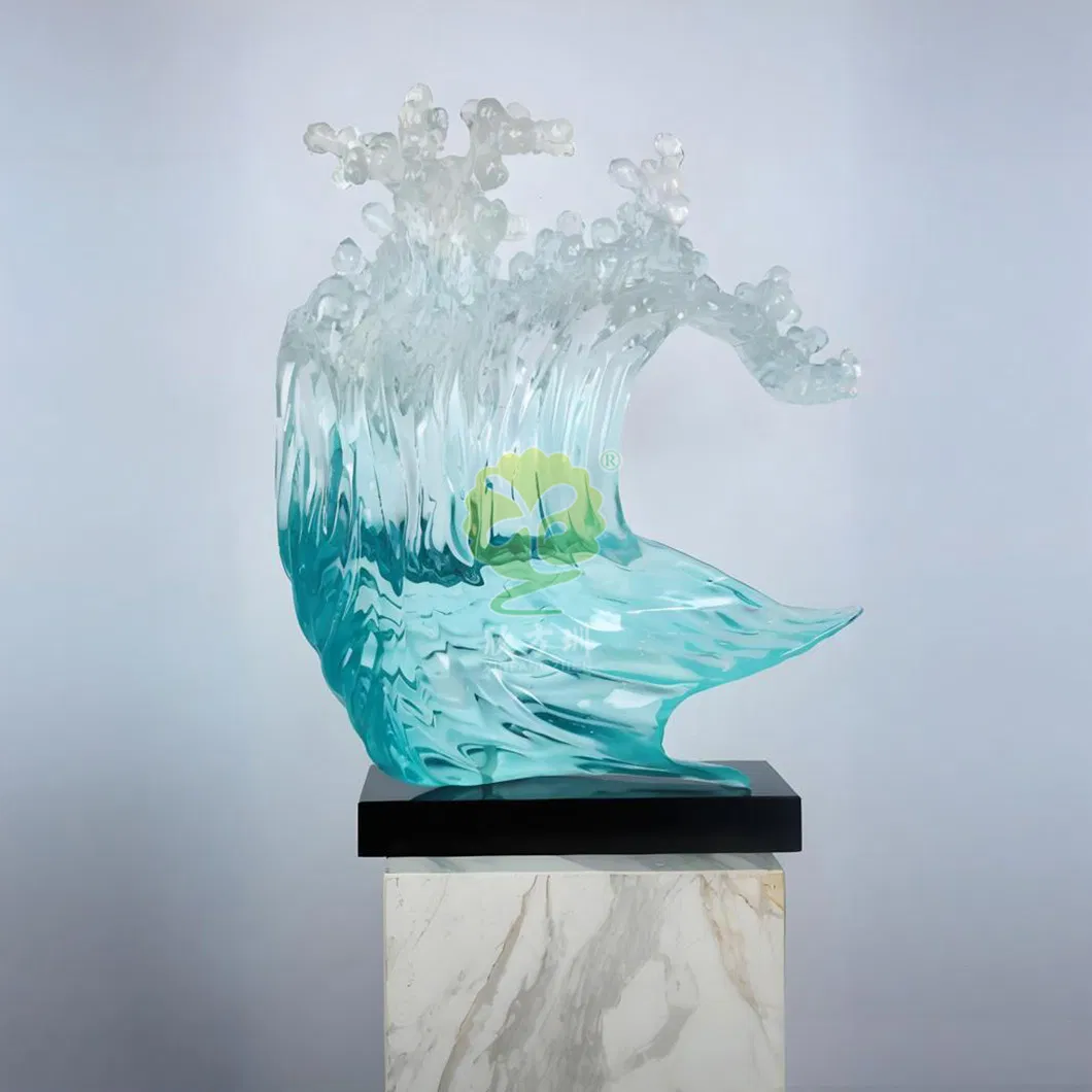 Itens decorativos de arte de luxo moderno, mobiliário suave de resina transparente, esculturas abstratas