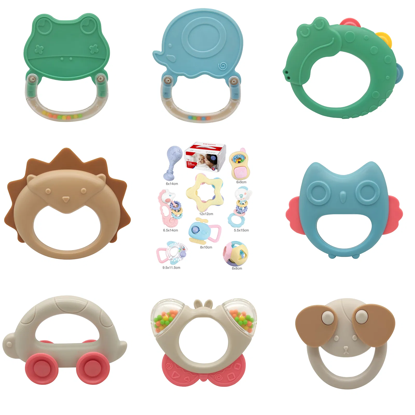 Brinquedos de Mordida Montessori para Bebês - Chocalhos Sensoriais Macios