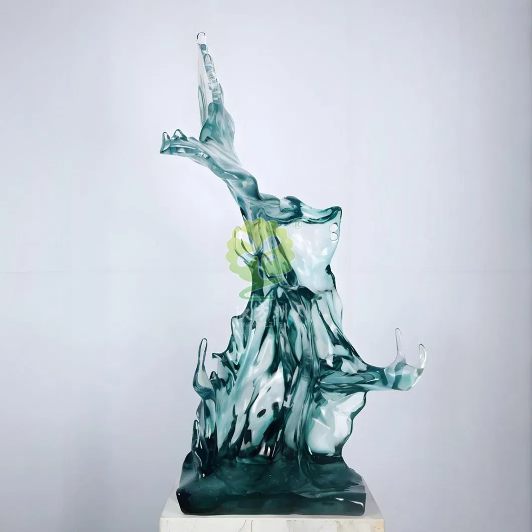 Itens decorativos de arte de luxo moderno, mobiliário suave de resina transparente, esculturas abstratas