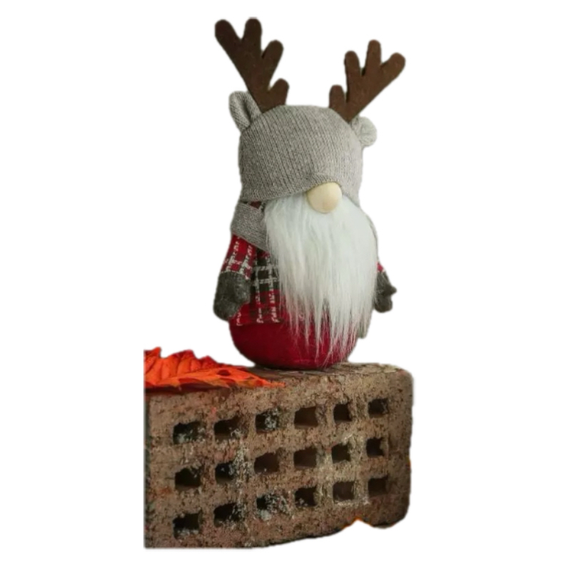 Brinquedos Ornamentais de Crianças Sem Rosto de Moose Tricotado Exclusivo, Bonecos Anões de Natal com Chifres em Xadrez